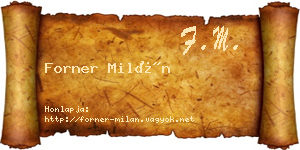 Forner Milán névjegykártya