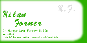 milan forner business card